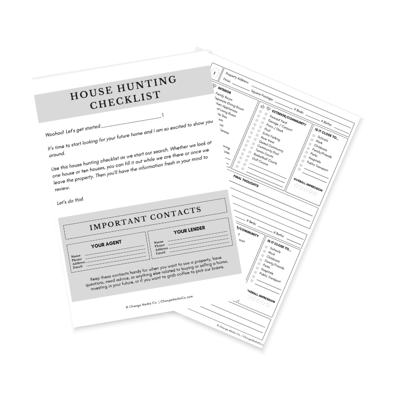 House Hunting Checklist Minimalist